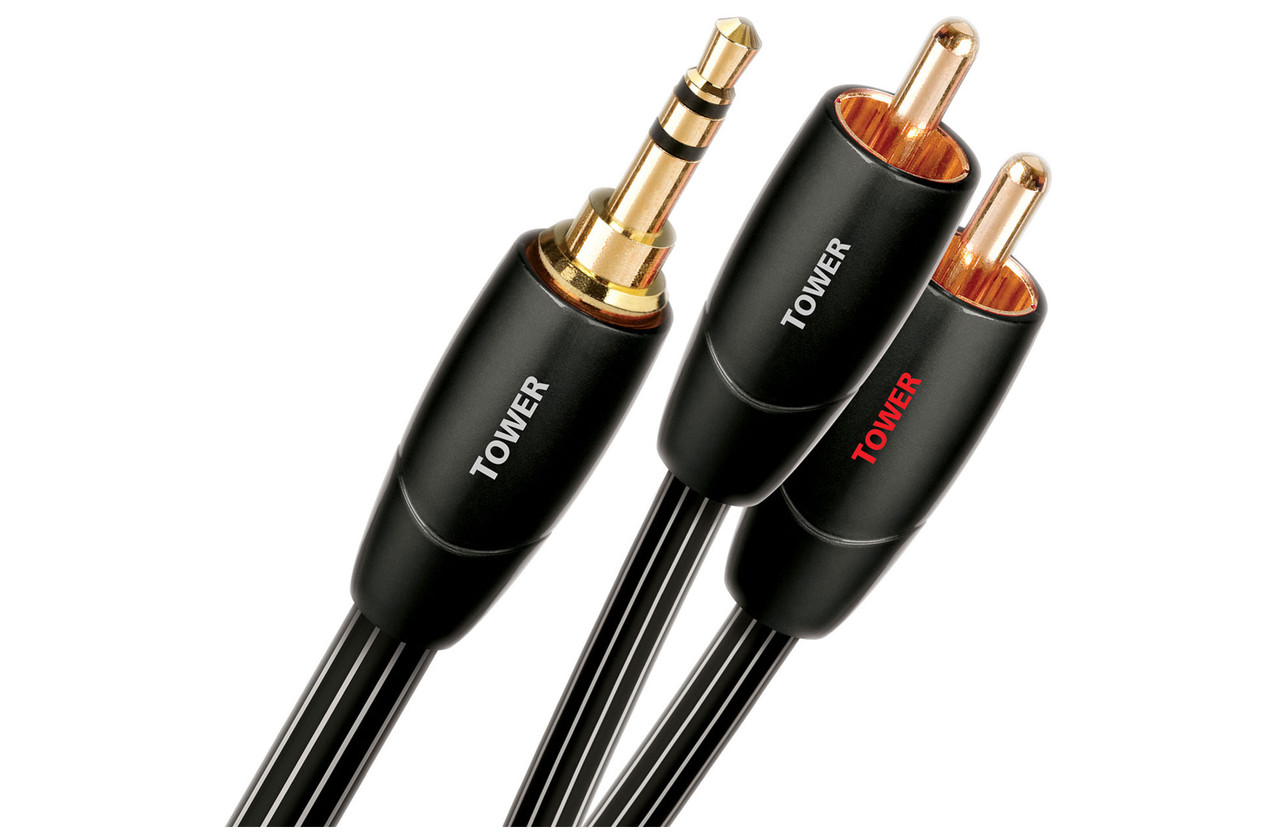 Audioquest Tower 3.5mm Jack to 3.5mm Jack (J2J) - 1m AudioQuest Tower 3.5mm to 2x Male RCA Analog Audio Interconnect