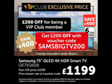 Richer Sounds VIP Club offer 75" Samsung for £1199 saving £400