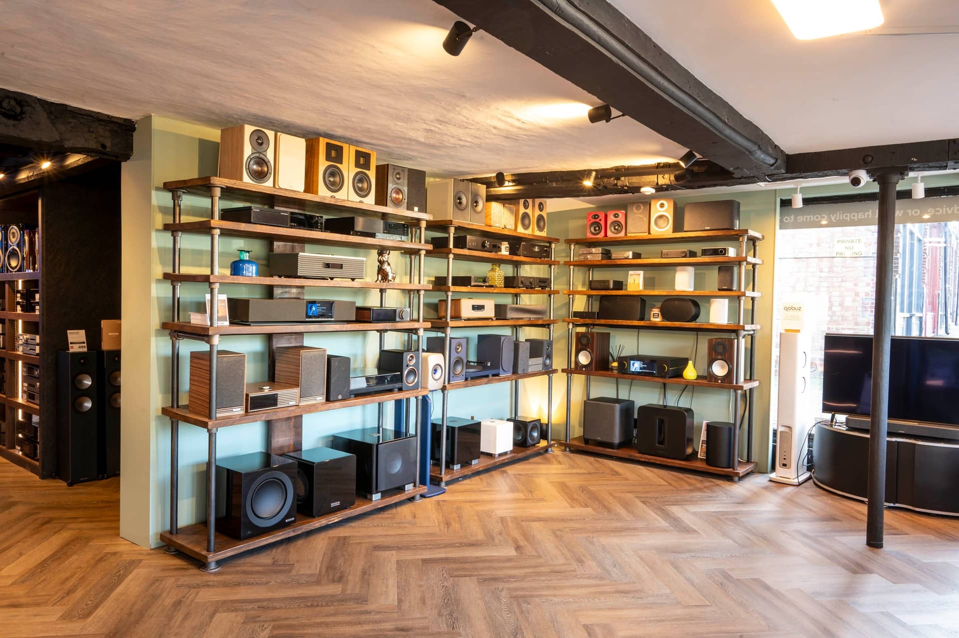 Reigate interior showing hi-fi separates and speakers