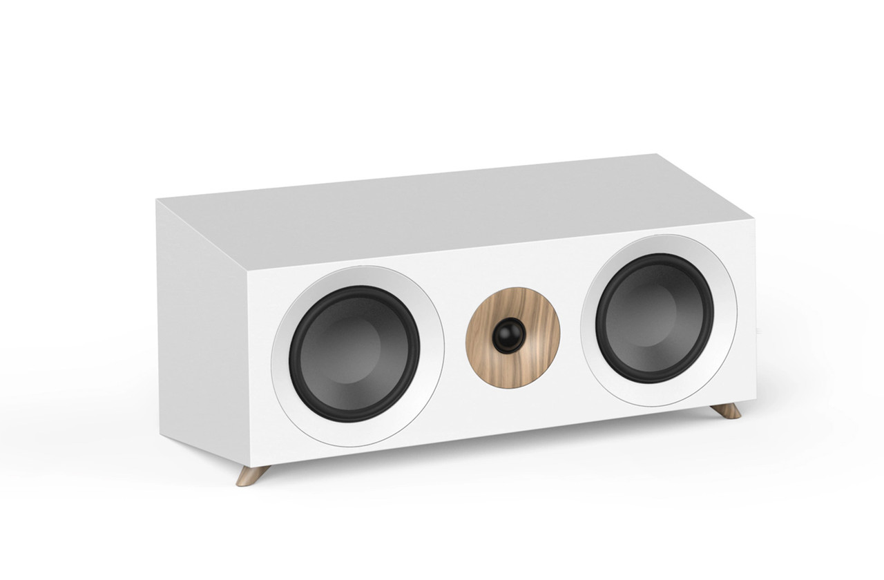 Jamo S 81 CEN White Centre Speaker with Stylish Wooden Accents, Clear Dialogue img