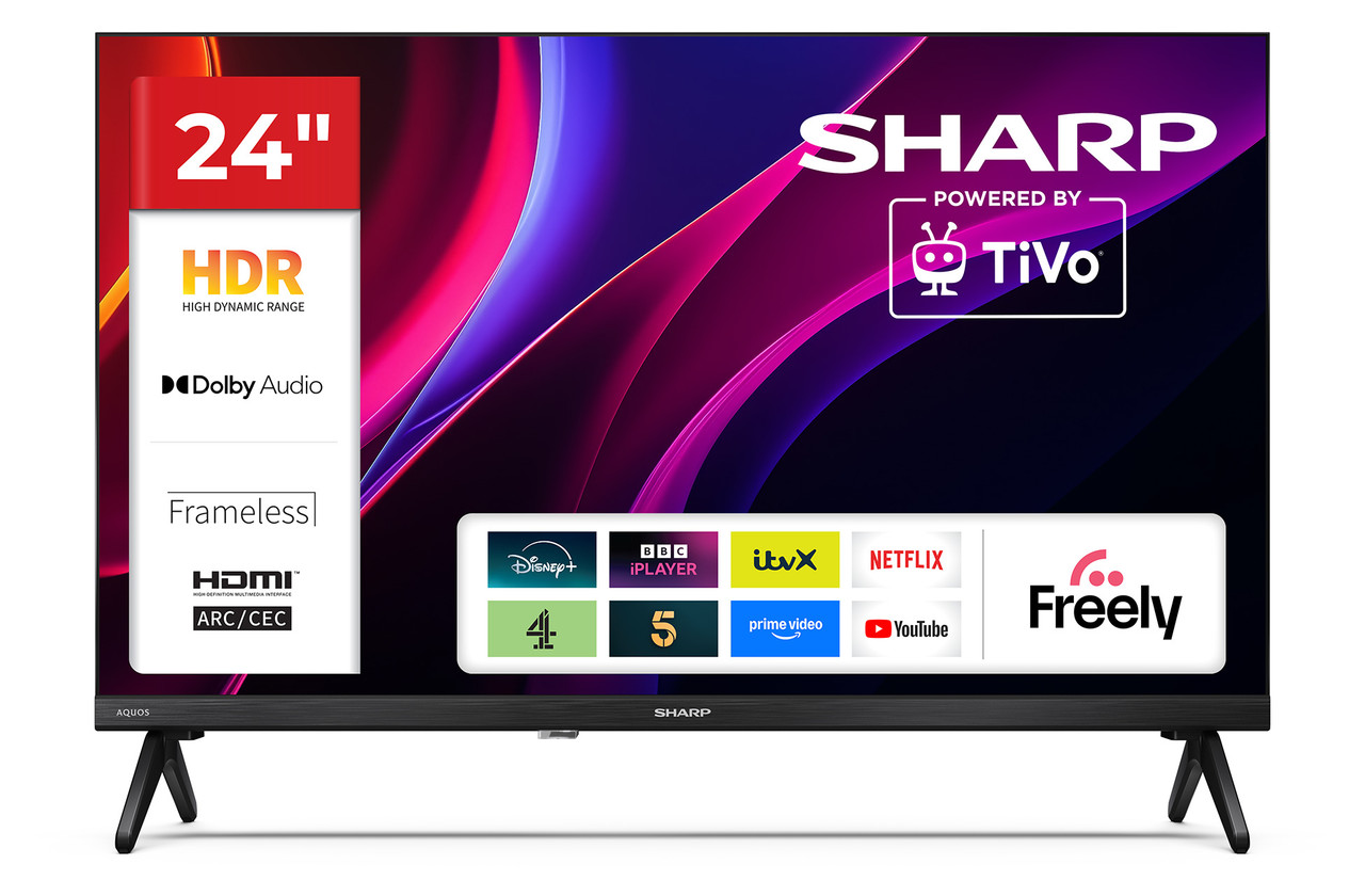 Sharp 24HE2245K 24" HD Ready HDR Smart LED TV with Freely and Slim Design img