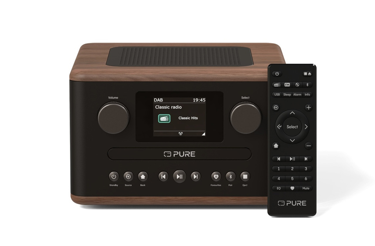 Pure Classic C-D4 Bluetooth CD DAB+ Radio System in Coffee Brown Walnut img