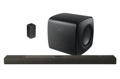 KEF XIO & KEF KC62 with KEF KW2 Receiver (Black) | 5.1.2ch Dolby