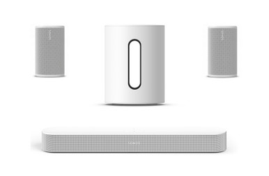Sonos Beam Gen 2 with Sonos Play (X2) & Sonos Sub Mini (White