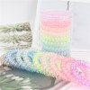 Big Line Hair Bands Candy Colored Transparent Bright Silver Frosted Telephone Hair Bands Spring Hair Bands 9pcs per Set