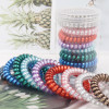 Big Line Hair Bands Candy Colored Transparent Bright Silver Frosted Telephone Hair Bands Spring Hair Bands 9pcs per Set