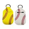 white yellow baseball travel size hand sanitizer keyring holder