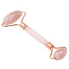 Natural Tumbled Chakra Rose Quartz Carved Reiki Crystal Healing Gua Sha Beauty Roller Facial Massor Stick with Alloy Gold-Plated