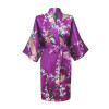 Womens Solid  silk Robe Satin Pajama Kimono Bath Gown Nightgown