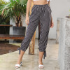 Stripe Cropped trousers Women's High-waist Straight-leg Pants