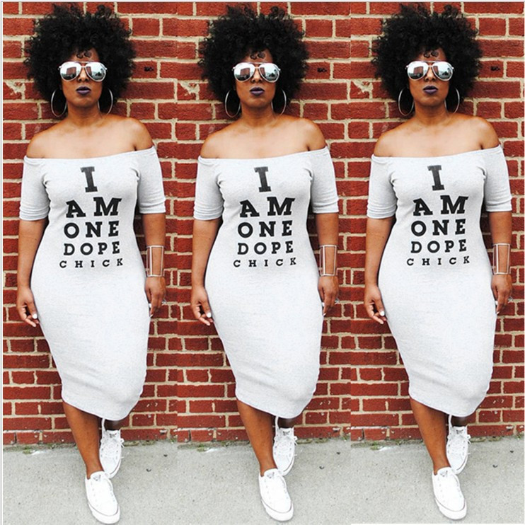 Off Shoulder T Shirt Dress Women Slash Neck Bandage Dresses