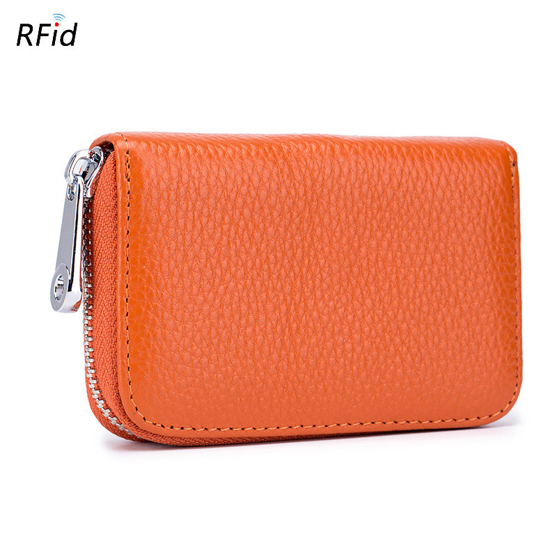 New multi-function card bag Double zipper One pack for more use Multi-card anti-magnetic leather bag