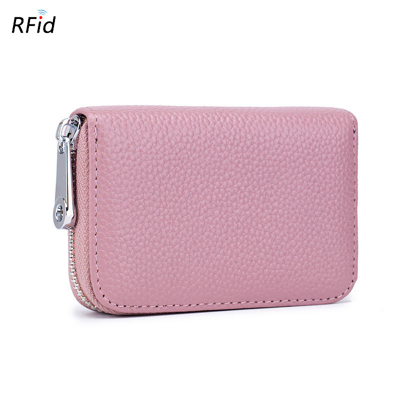 New multi-function card bag Double zipper One pack for more use Multi-card anti-magnetic leather bag