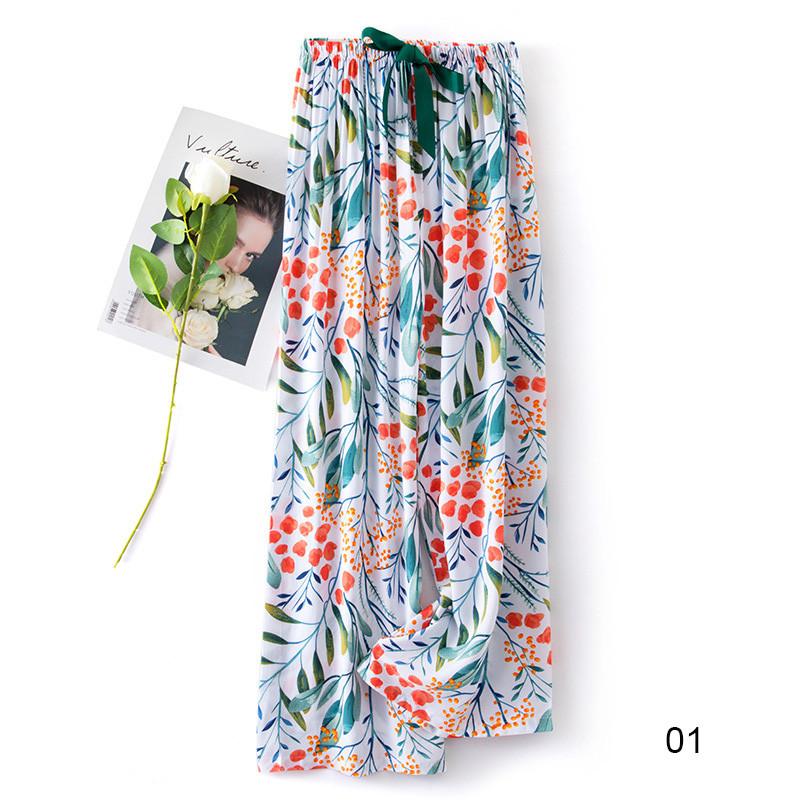 Womens Cotton Pants Thin Sleep Bottoms 