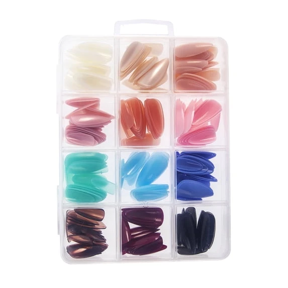 BPN09 short almond press on nails, 288 pieces in 12 assorted colors