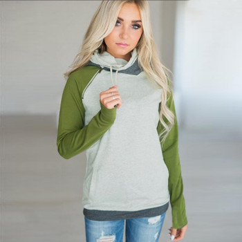 Women Patchwork Hoodies Girls Striped Long Sleeve Tops