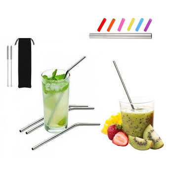Straight Bent Stainless Steel Straw 8.5" 9.5" 10.5" Reusable Drinking Straw with Processed Nozzles Bar Drinking Tools