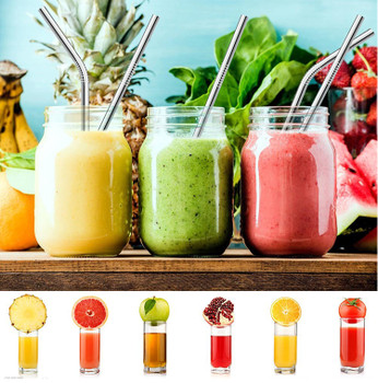 Straight Bent Stainless Steel Straw 8.5" 9.5" 10.5" Reusable Drinking Straw with Processed Nozzles Bar Drinking Tools