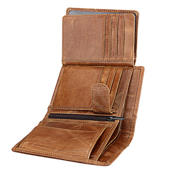 Men's Anti-theft Brush RFID Genuine leather man's Wallet Multifunctional Men Vertical Wallet