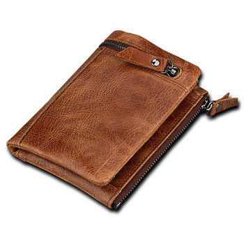 Mens Wallet Anti-theft Brush Genuine Leather Man Short Wallet
