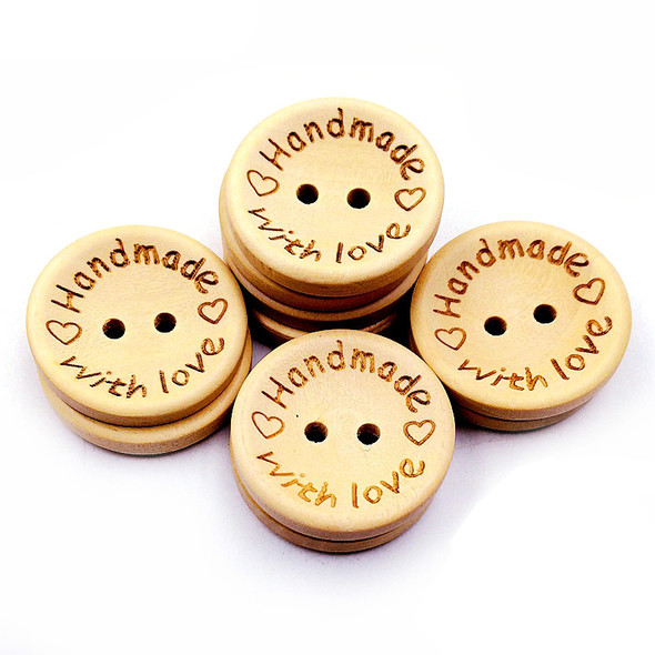 Natural Color Wooden Buttons Handmade Letter Love Scrapbooking For Wedding Decor Sewing Accessories