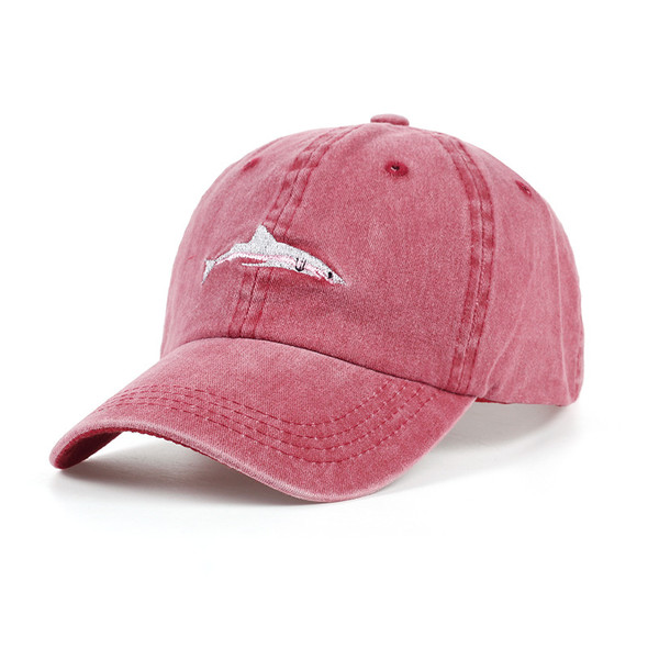 Cotton Washed Baseball Adjustable Caps Men Women Hats Shark Embroidery Dad Hat