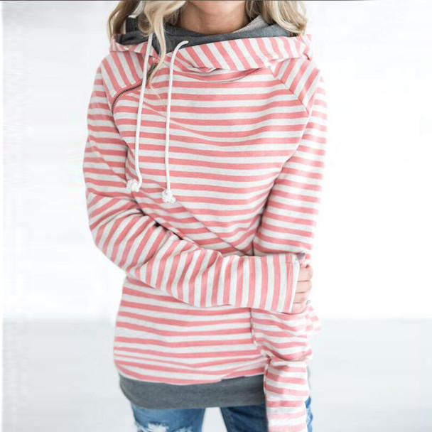 Women Patchwork Hoodies Girls Striped Long Sleeve Tops