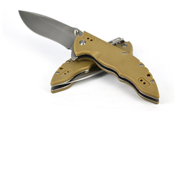 SANRENMU SRM Outdoor Tools Folding Knife Tan G10 Handle Slip Joint Knives 9054MV