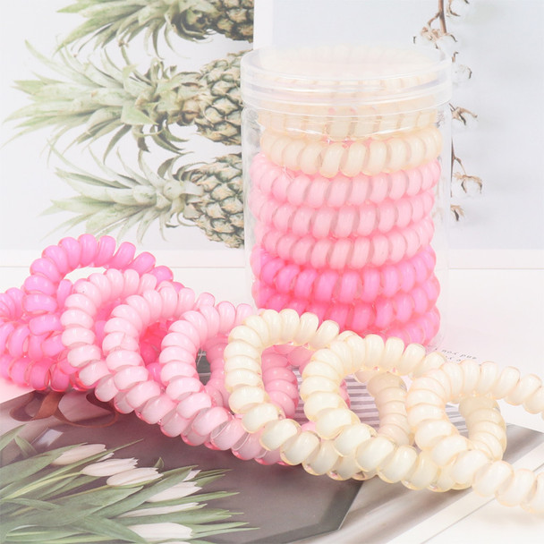 Big Line Hair Bands Candy Colored Transparent Bright Silver Frosted Telephone Hair Bands Spring Hair Bands 9pcs per Set