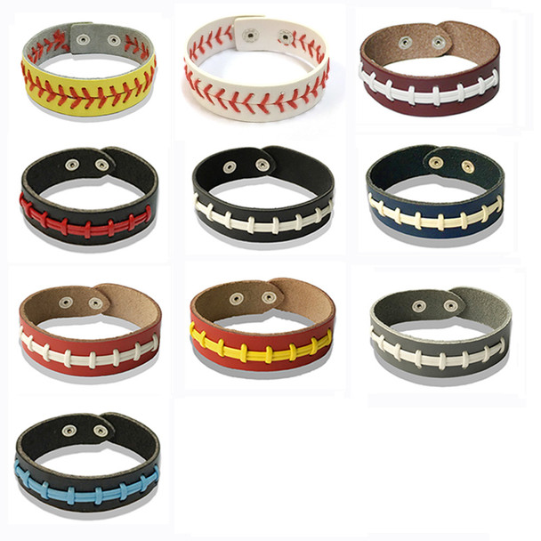 Mens Softball Baseball Leather Seam Bracelet Gifts Fashion Sports Weave Bracelets