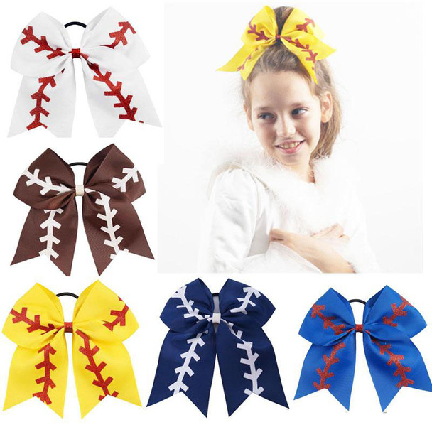 Softball Baby Headband Girl Baseball Cheer Hairbands Rugby Bowknot Hair Bows Cheerleading Hair Accessories