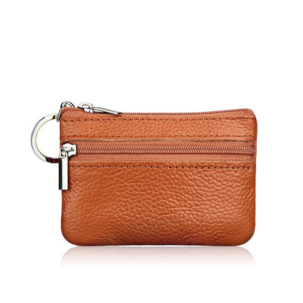 Korean zipper key pack Women's change Wallet Korean version card bag Card sleeve Top layer leather Key case