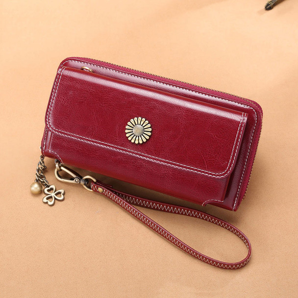 Women Leather ladies wallet Korean style zipper multi-function wallet leather ladies long clutch bag mobile phone bag