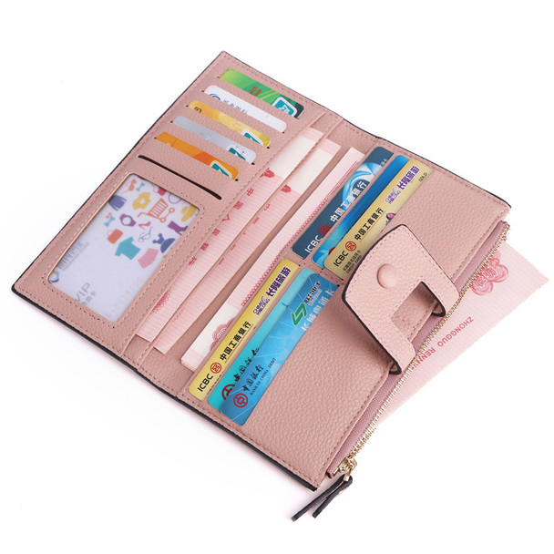 Women's Hand Holding Long Wallet Multi-function PU Leather Coin Card Mobile Phone Holder Large Capacity Handbag Ladies Purse for Gift Party