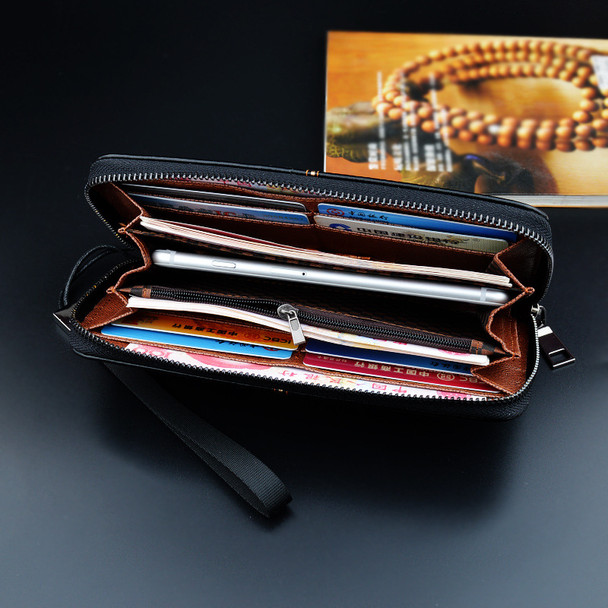 Long Square Men's Business Purse Mobile Phone Holder PU Leather Handbag Multi-function Zipper Clutch Men's Wallet