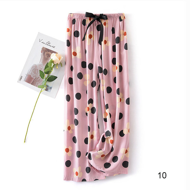 Womens Cotton Pants Thin Sleep Bottoms Cute Strawberry Print Casual Pajama Pants