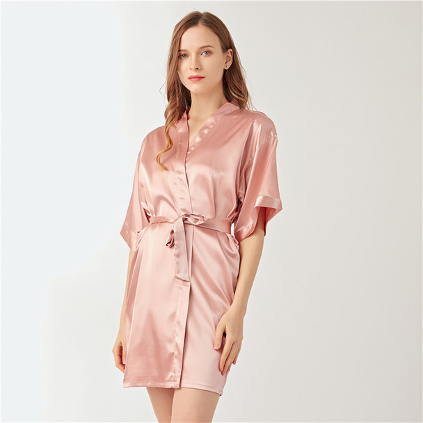 Womens Lmitation Silk Cardigan Nightgown