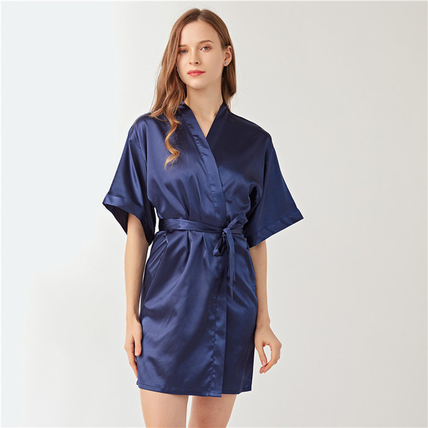 Womens Lmitation Silk Cardigan Nightgown