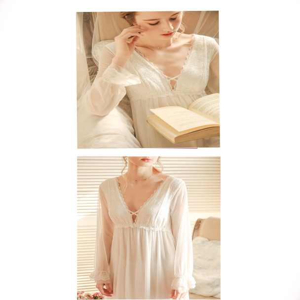 Womens Nightgown Lace Long Nightdress Fashion Sleepwear Fairy