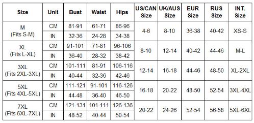 Womens lace size chart k30