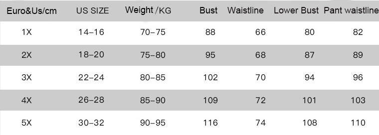 Womens lace size chart k47