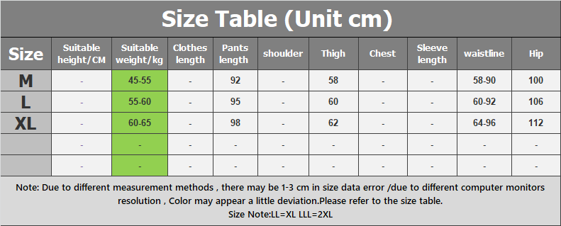 Size Chart Womens Pajamas AH02