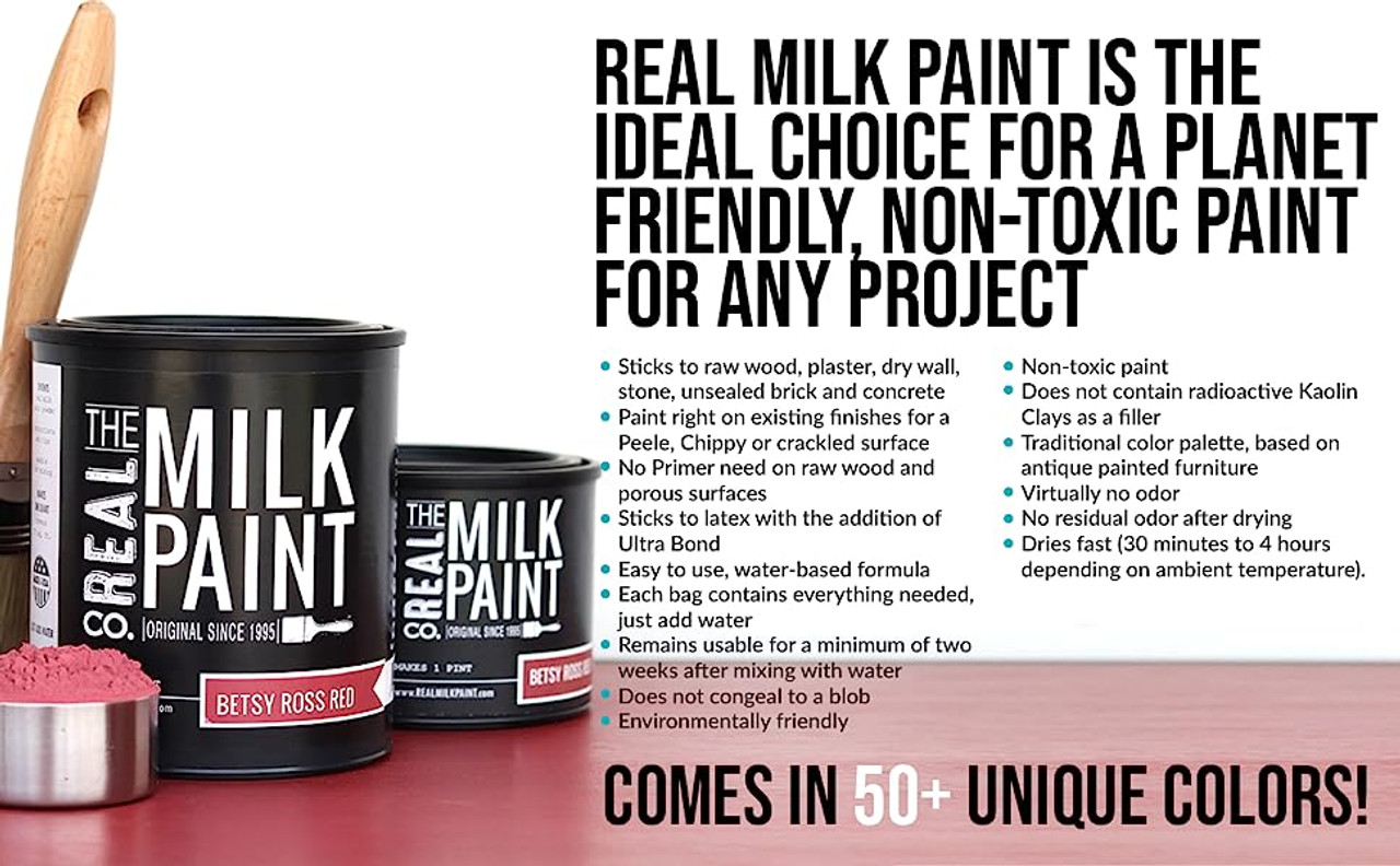 Real Milk Paint (Quart (32 oz), Black Wood Paint for Furniture, Matte Paint  for Cabinets, Walls, Brick, and Stone, Water Based Organic, No VOC