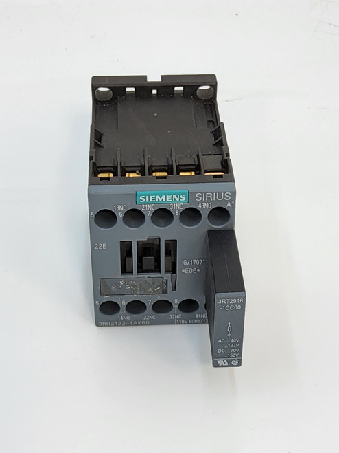 Siemens Contact Relay 3RH2122-1AK60 w/ 3RT2916-1CC00 - Used Siemens Contact Relay 3RH2122-1AK60 w/ 3RT2916-1CC00 - Used