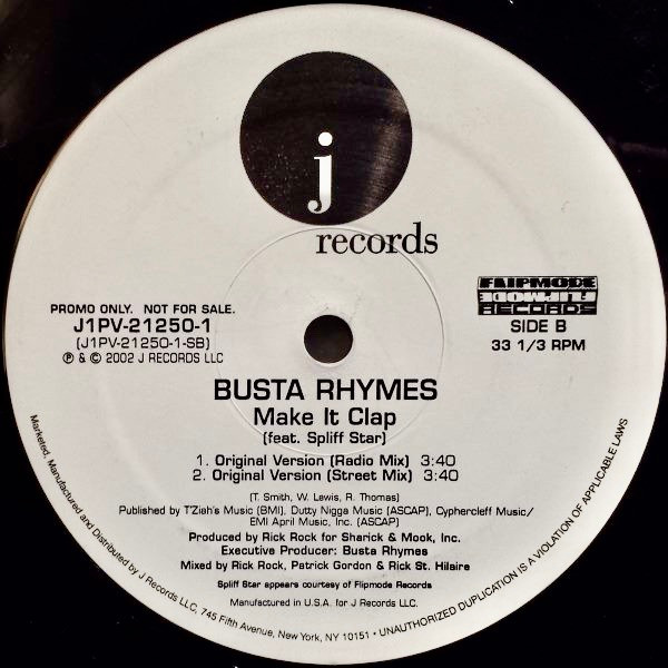 Busta Rhymes "Make it Clap" 12" Vinyl Single