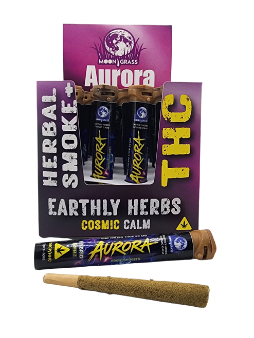 MoonGrass Aurora Runtz Hybrid Pre-Rolls (20 count) in protective sealed tubes.