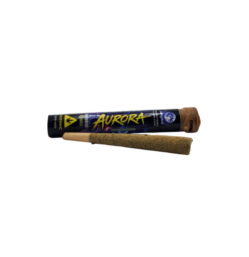 MoonGrass Aurora Runtz Hybrid Pre-Roll in protective sealed tube.