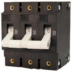 Egis C Series White Toggle Panel Mount Circuit Breaker - Triple Pole 50A [3503-050]