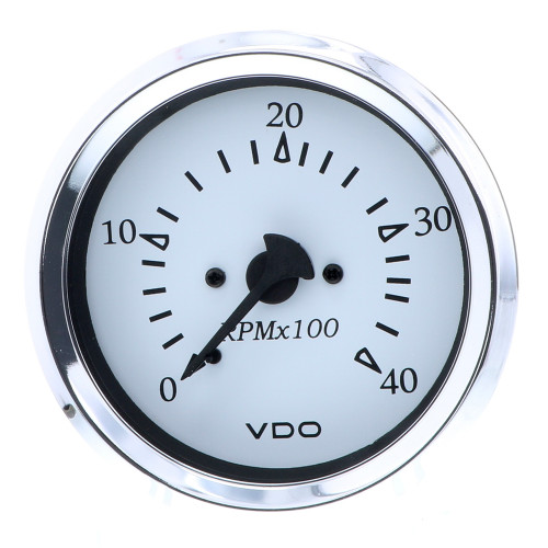 VDO Cockpit Marine 85MM (3-3\/8") Diesel Tachometer - 4000 RPM - White Dial\/Chrome Bezel  [333-15273]