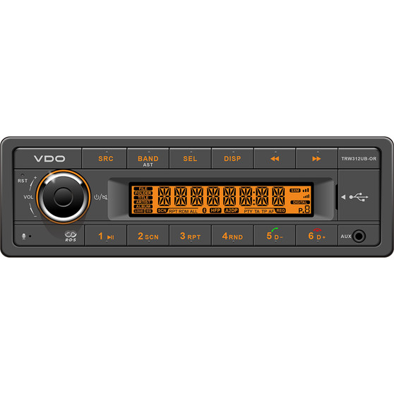 VDO 12V Radio w\/FM RDS Tuner MP3\/WMA\/USB\/Bluetooth - Orange Illumination [TRW312UB-OR]